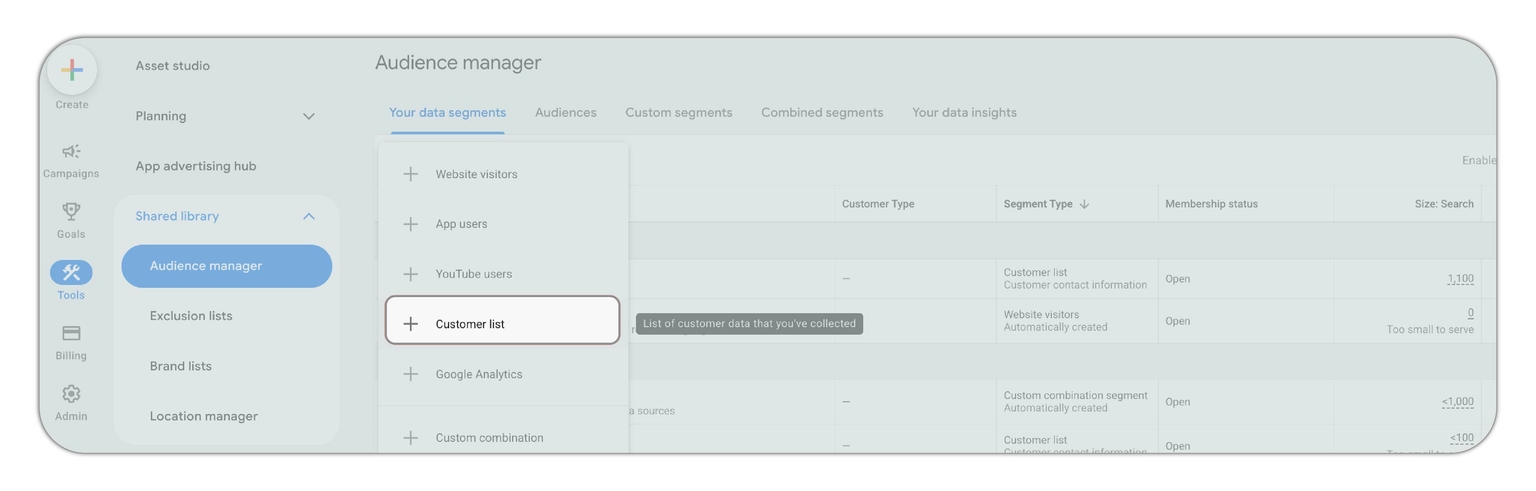 Create customer lists